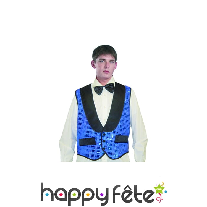 Gilet pailleté de bleu