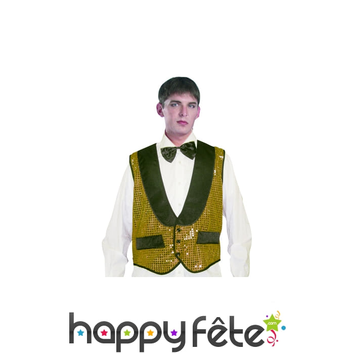Gilet pailleté doré
