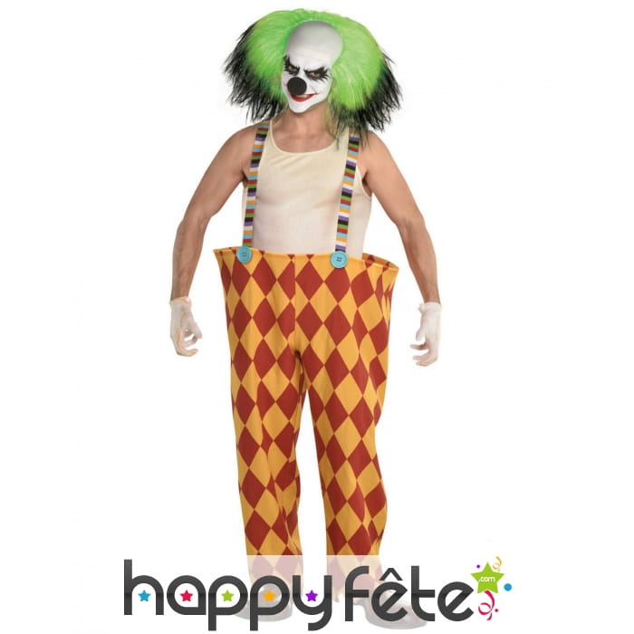 Grand pantalon de clown tueur avec perruque verte