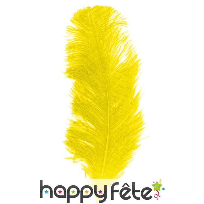 Grande plume jaune d'autruche 25/32cm