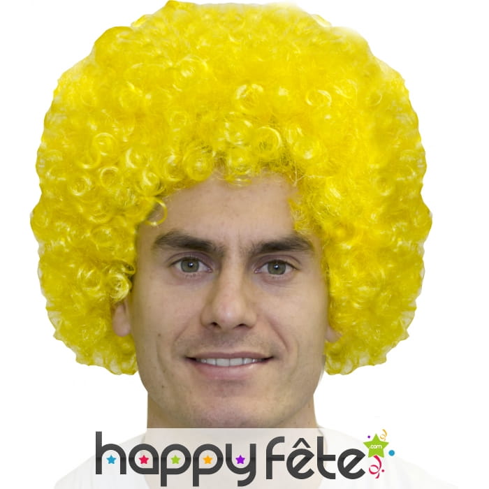 Grosse perruque pop/afro jaune