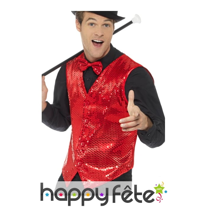 Gilet rouge à sequins pour homme