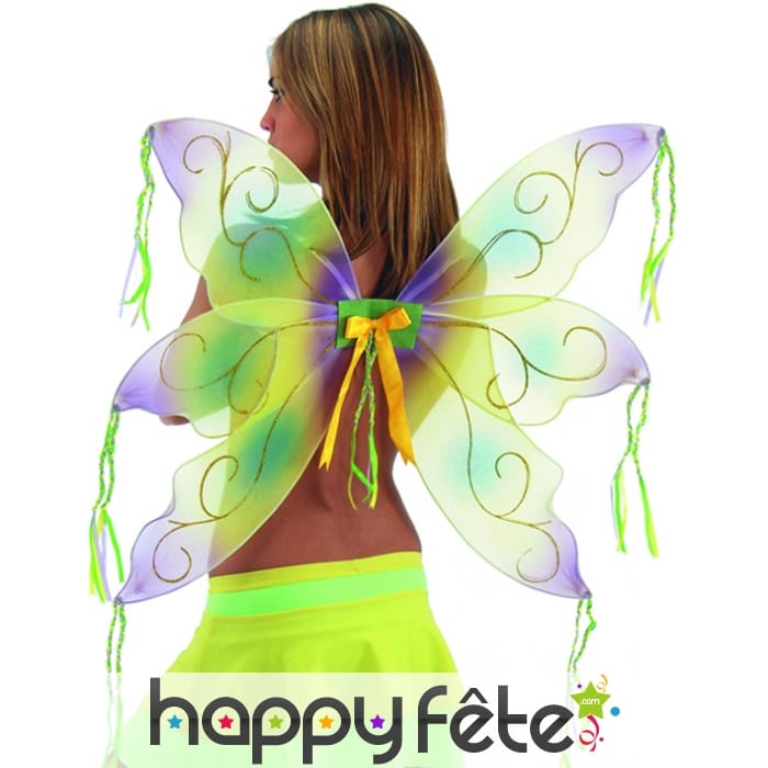 Grandes ailes de papillon en fil doré de 70h/80 cm