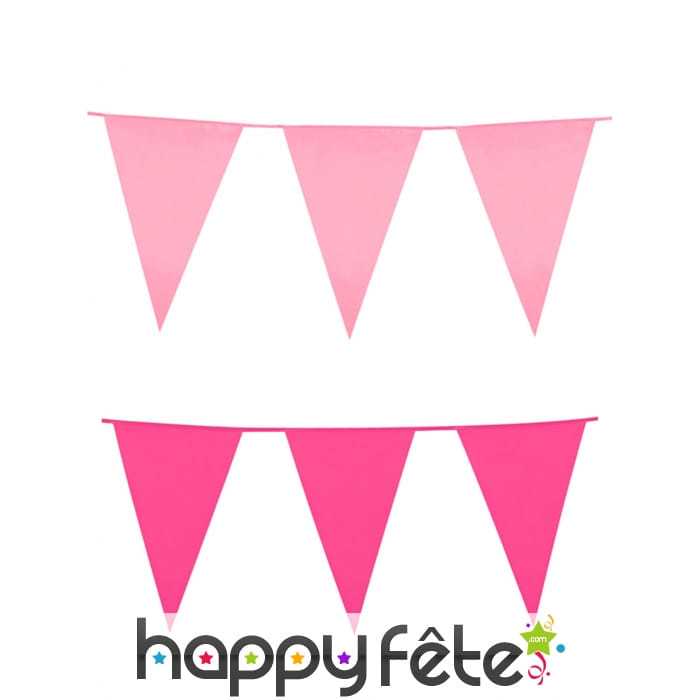 Guirlande rose de fanions triangulaires, 10m