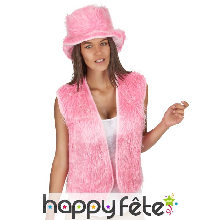 Gilet rose en peluche