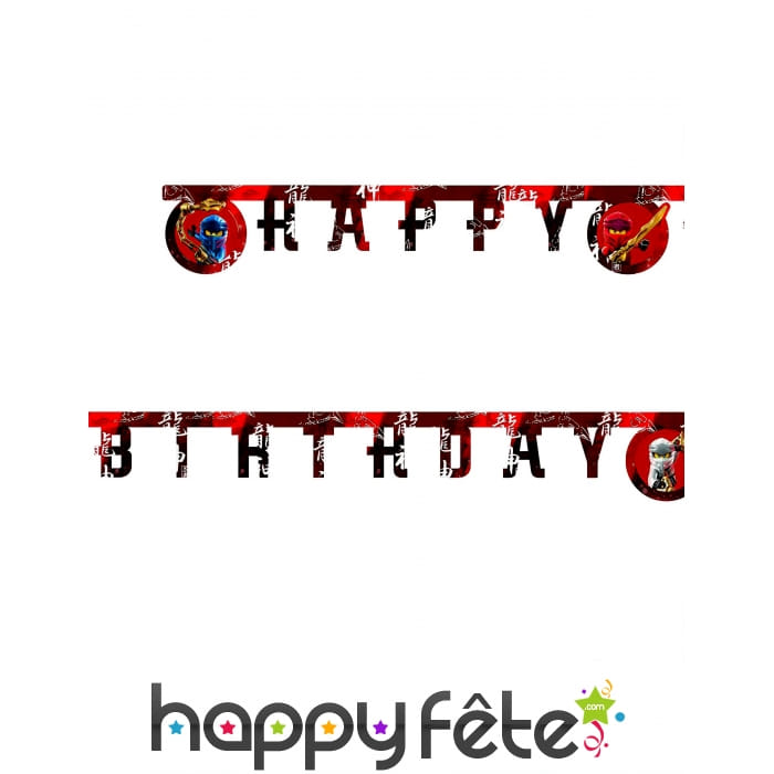 Guirlande Rouge Lego Ninjago Happy Birthday 2m