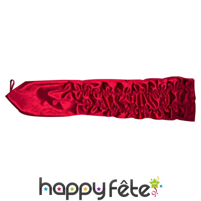 Gants rouges plissés satinés avec attache doigt