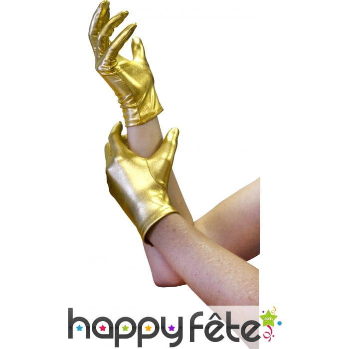 Gants satin doré