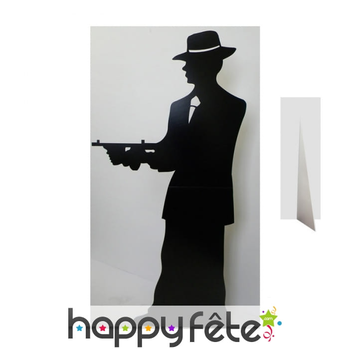 Grande silhouette de gangster armé en carton