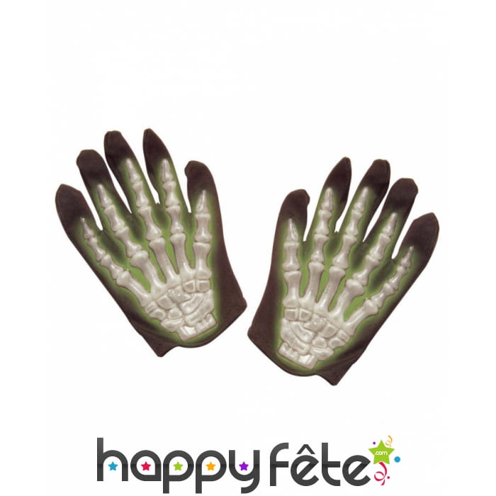 Gants squelette phosphorescents taille enfant
