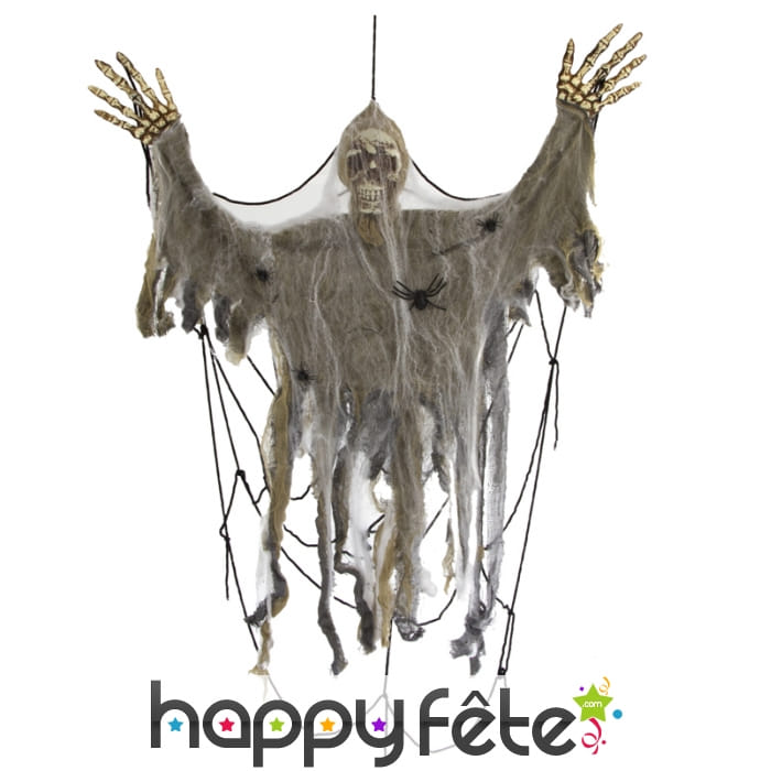 Grand squelette toile d'araignée à suspendre