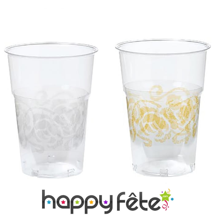 Gobelets transparents avec arabesques