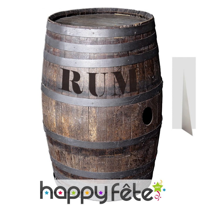 Grand tonneau de rhum en carton plat