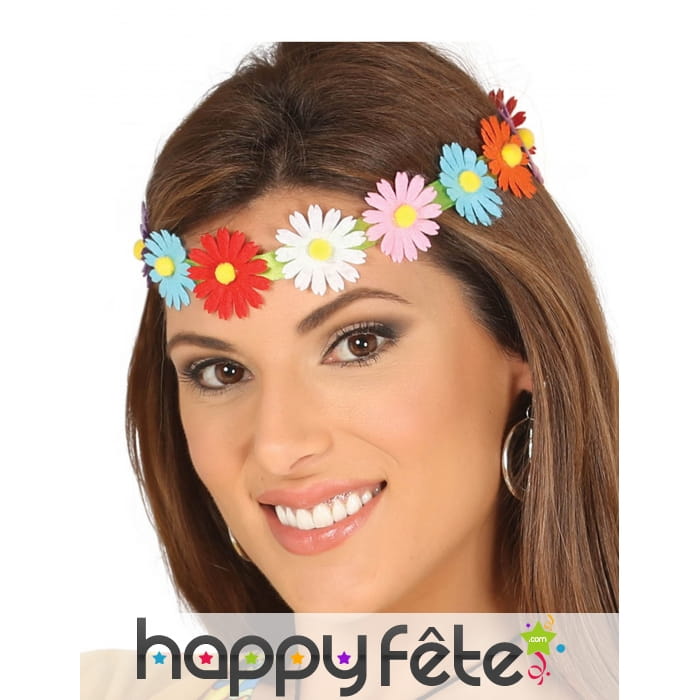 Headband avec fleurs colorées pour adulte