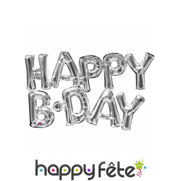 Happy Birthday en ballons argentés de 78 cm