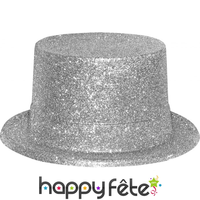 Haut de forme avec paillettes argentées