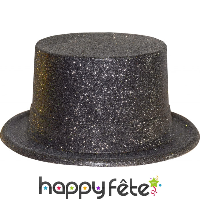 Haut de forme avec paillettes noir