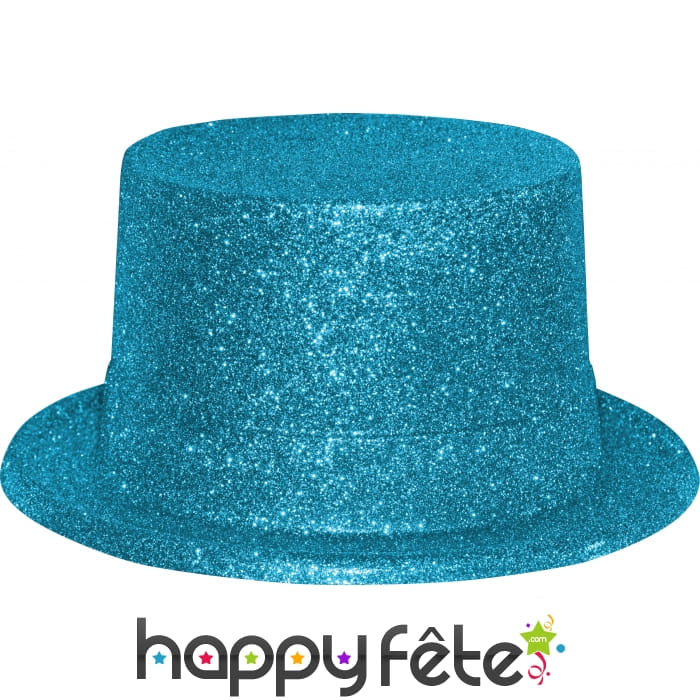 Haut de forme avec paillettes turquoise