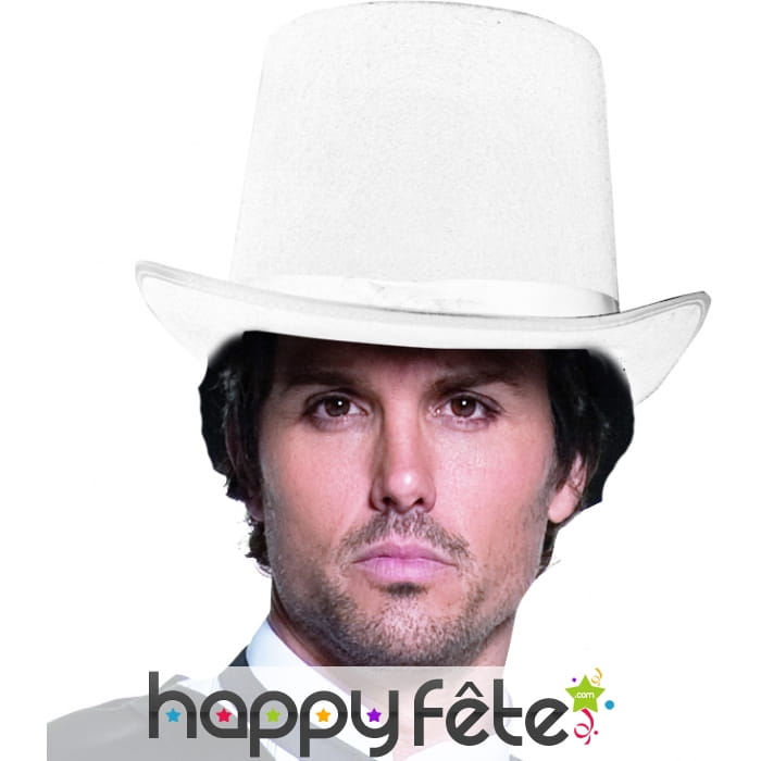 Haut de forme blanc pour adulte