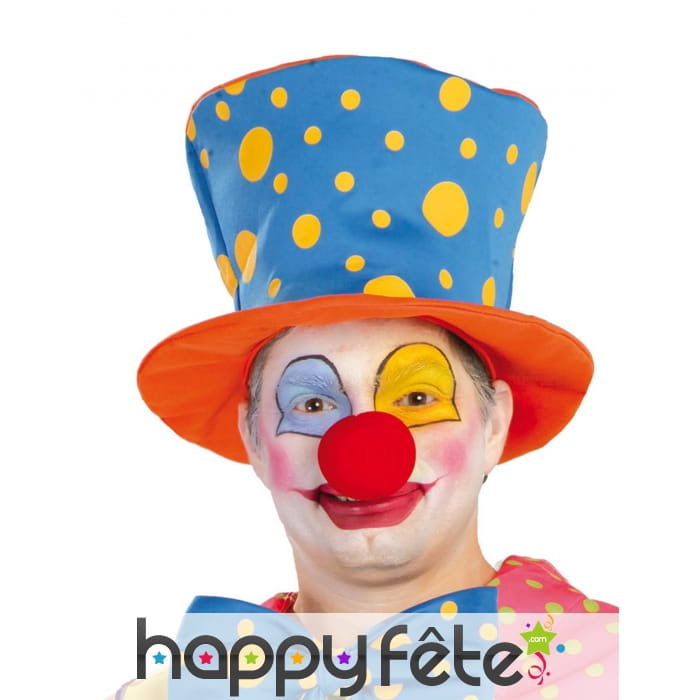 Haut de forme de clown rigolo à pois jaunes adulte