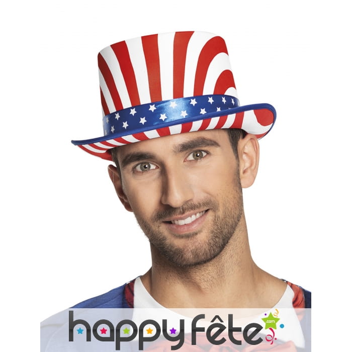 Haut de forme drapeau USA pour adulte