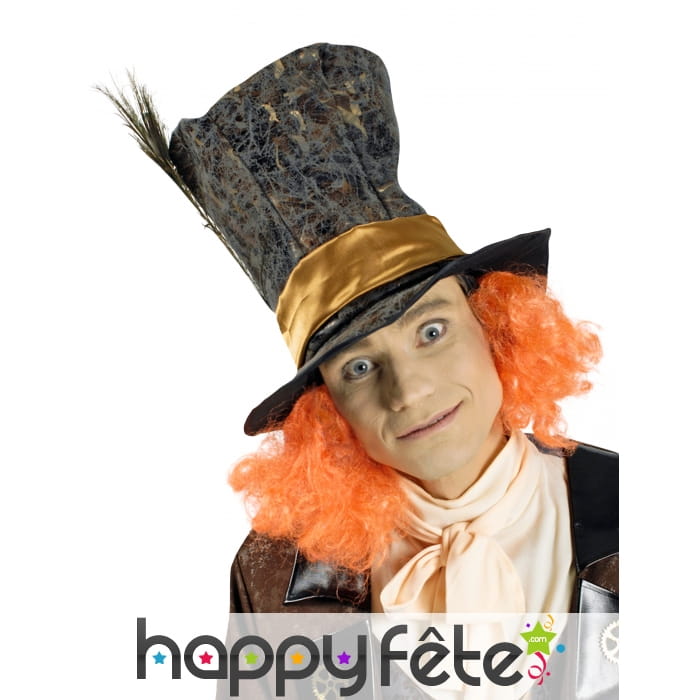 Haut de forme du chapelier fou et cheveux