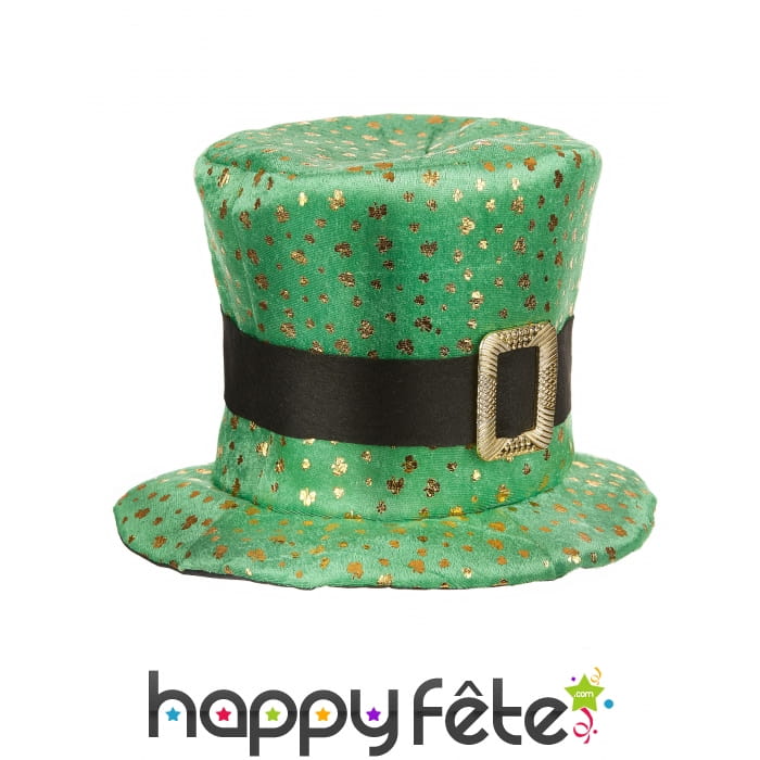 Haut de forme imprimé trèfles dorés Saint Patrick