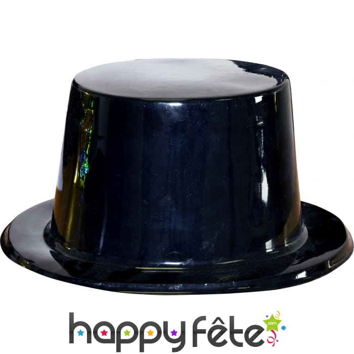 Haut de forme noir adulte en plastique