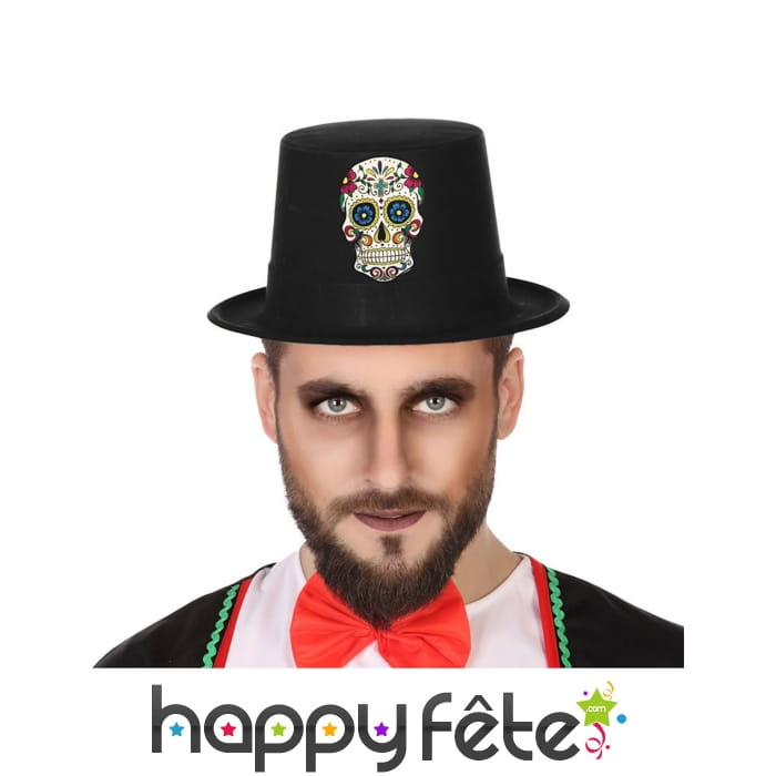 Haut de forme noir avec symbole du jour des morts