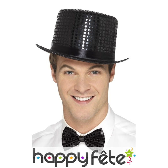 Haut de forme noir en sequins