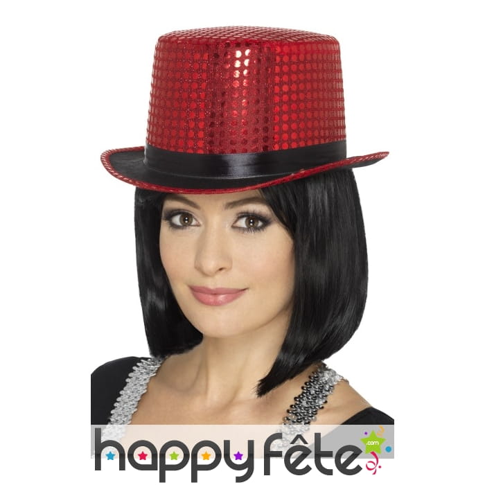 Haut de forme rouge à sequins