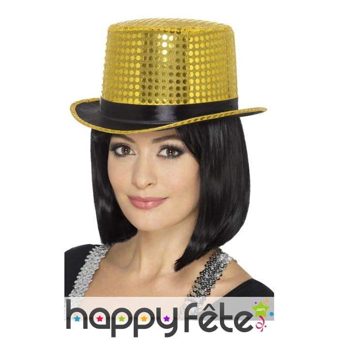 Haut de forme sequins dorés