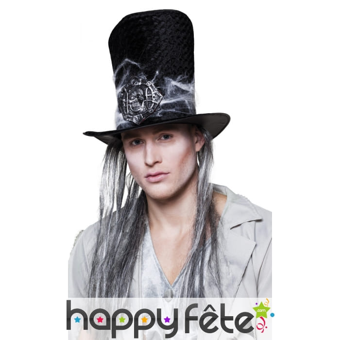 Haut de forme squelette avec longs cheveux