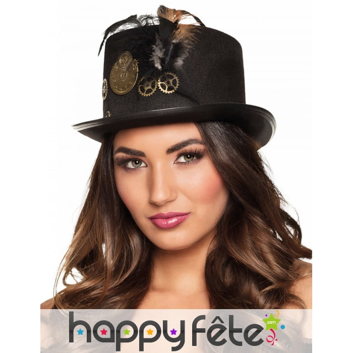 Haut de forme Steampunk engrenages horloger adulte