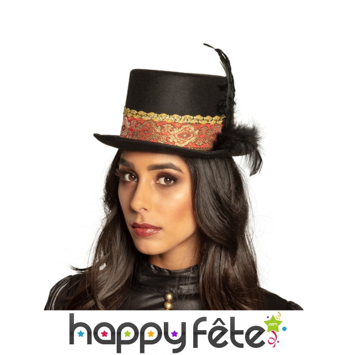 Haut de forme steampunk noir élégant pour adulte