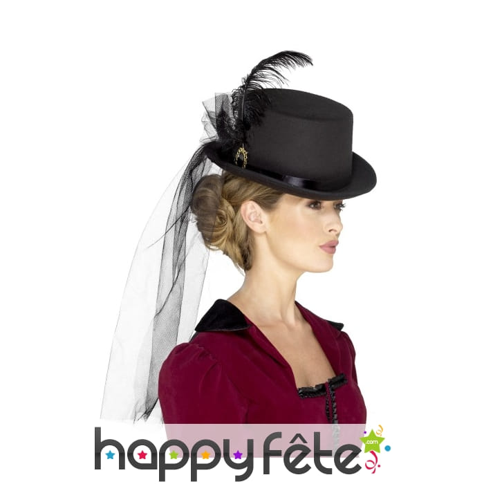 Haut de forme victorien noir pour femme