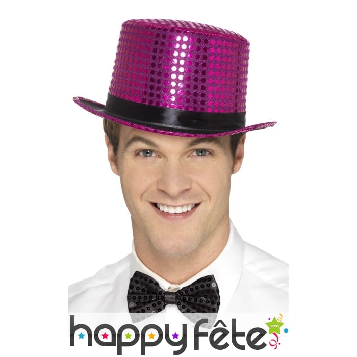 Haut de forme violet avec sequins