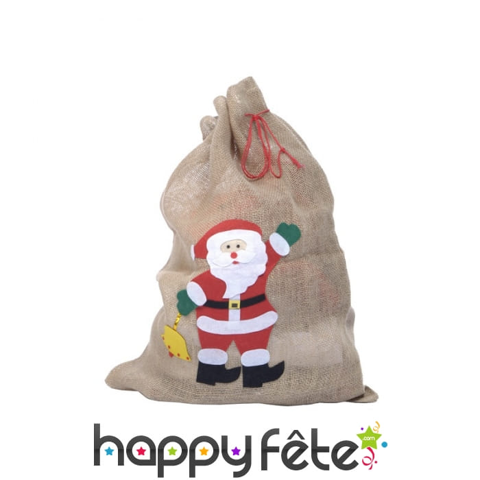 Hotte de père Noël en toile de jute