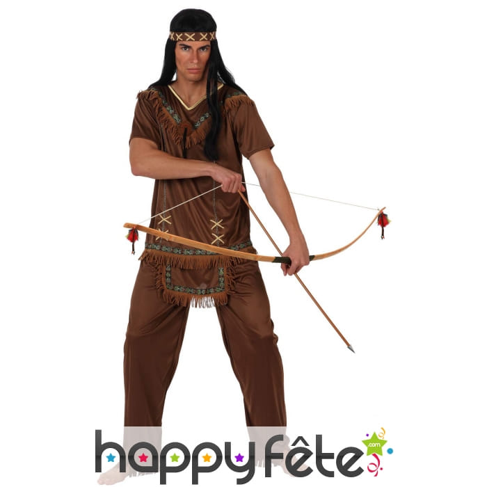 Haut et pantalon marron d'indien pour adulte