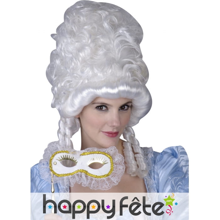 Haute perruque blanche baroque pour femme