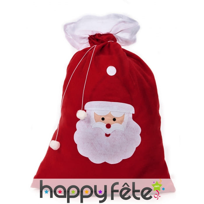 Hotte rouge imprimé tête du père Noël