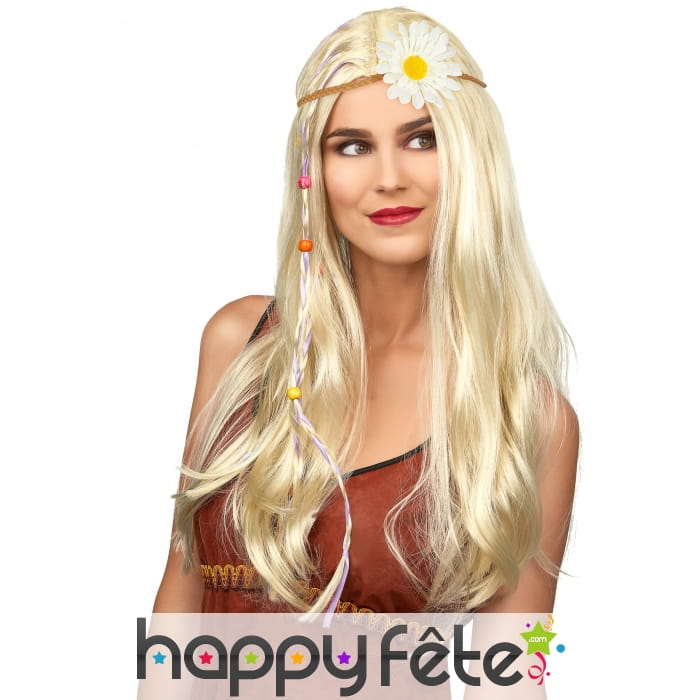 Headband tressé avec une fleur blanche pour adulte