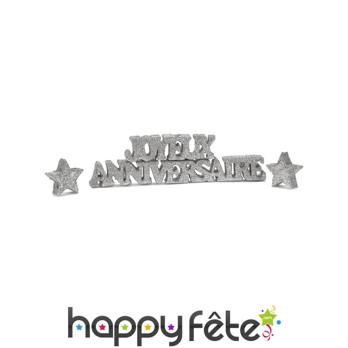 Joyeux Anniversaire argenté de 19cm
