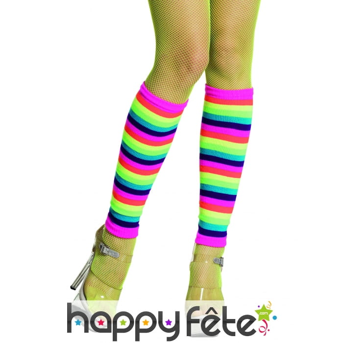 Jambières arc-en-ciel rayées fluo