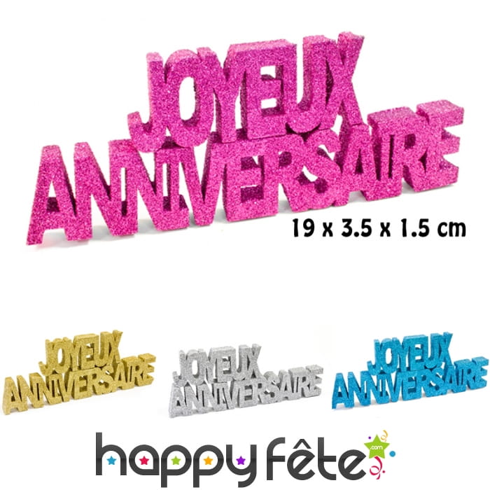 Joyeux Anniversaire pailleté de table 9cm