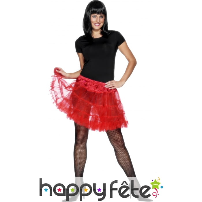 Jupon court double volant rouge