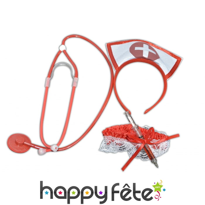 Jarretière, coiffe et stéthoscope