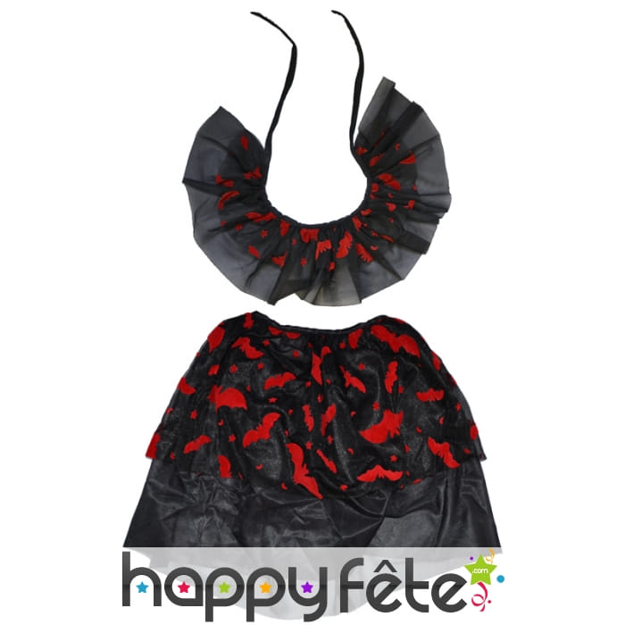 Jupe + collerette taille 116 cm chauve souris