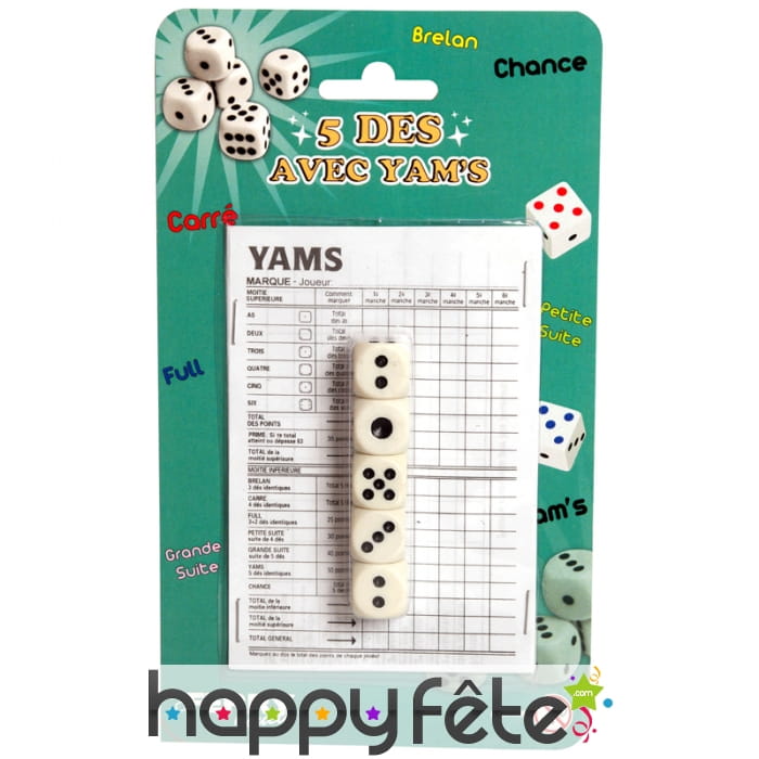 Jeu de 5 dés avec yams