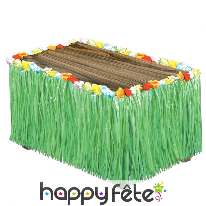 Jupe de table Hawaïenne franges vertes